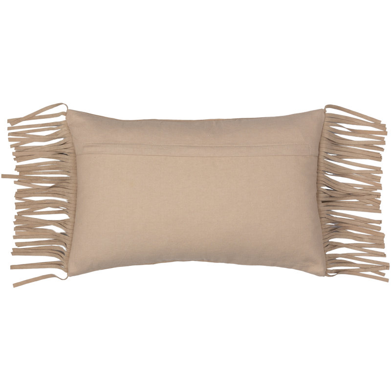 Salet Fringed Down Throw Pillow, Tan