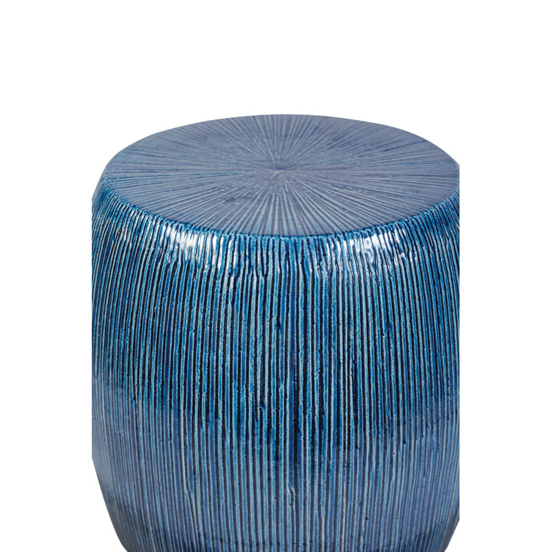 Ceramics Accent Stool, Denim Texture Gloss