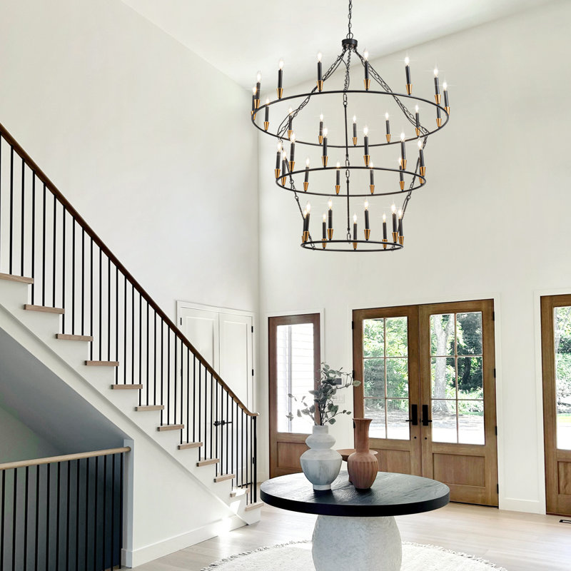 Holtman 36 - Light Chandelier Wagon Wheel Chandelier Large Chandeliers for High Ceilings Chandeliers