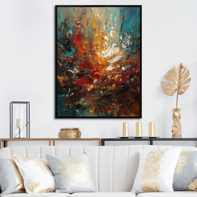 Autumn Bliss Afternoon Abstract Red Orange Blue - Print on Canvas