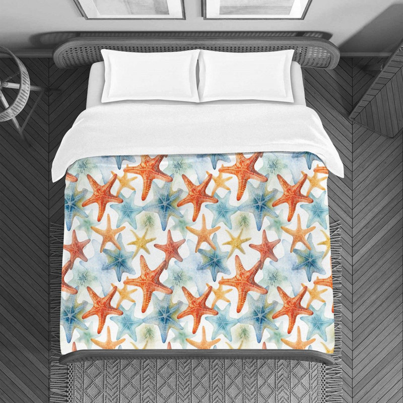  Housse de couette en microfibre bleue / orange, Housse de couette pour grand lit