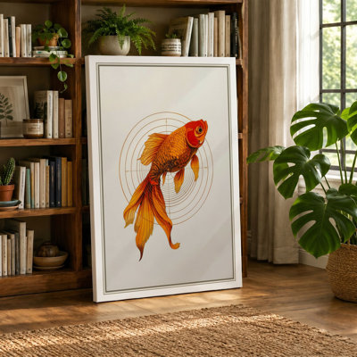 Goldfish in Ripples Japandi - Wrapped Canvas
