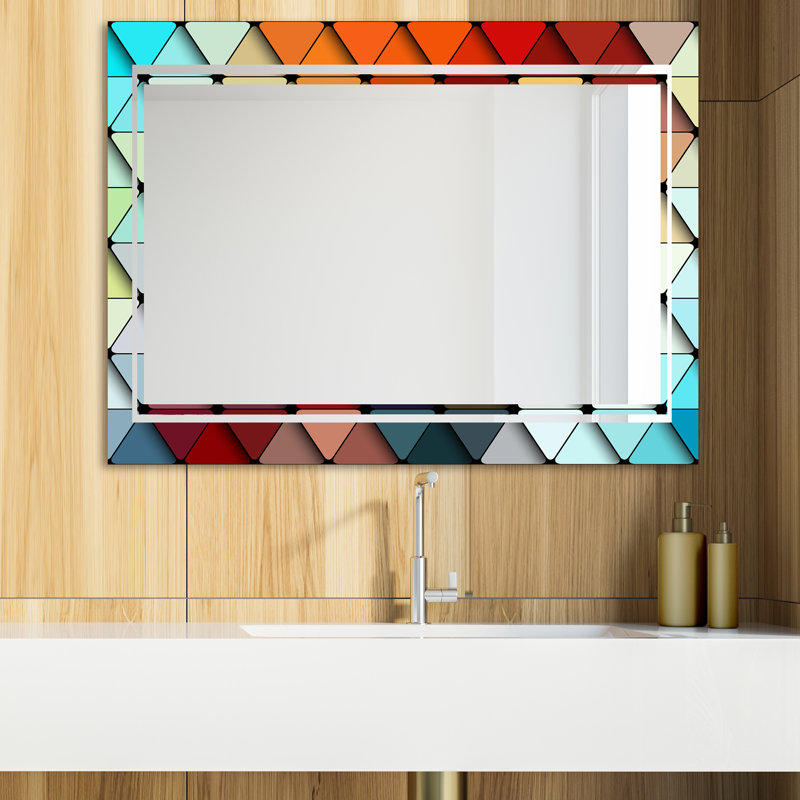 Glam Mirror - Modern Wall Mirror, 48" H x 30" W, Triangular Colorfields