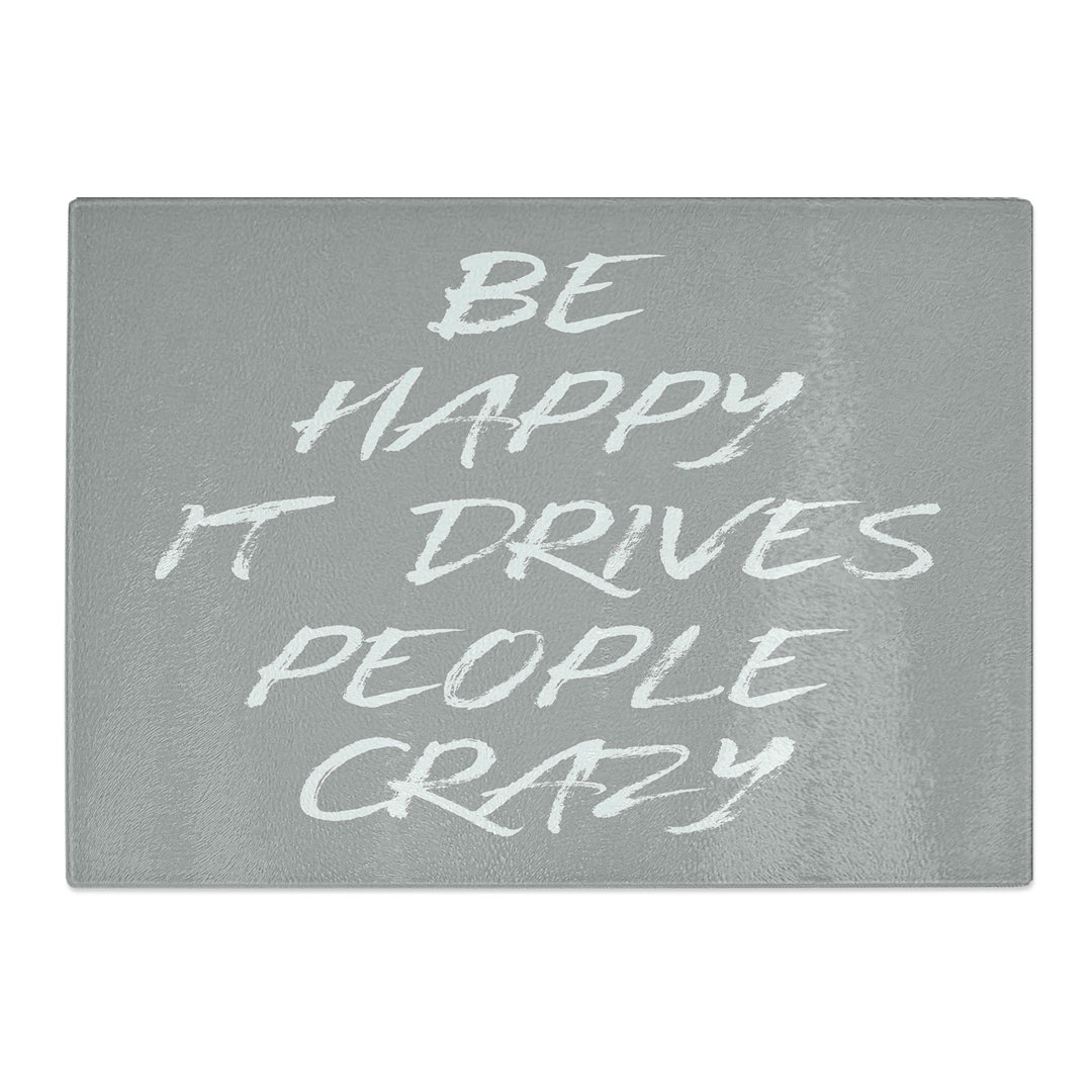 Be Happy Typography Chopping Board