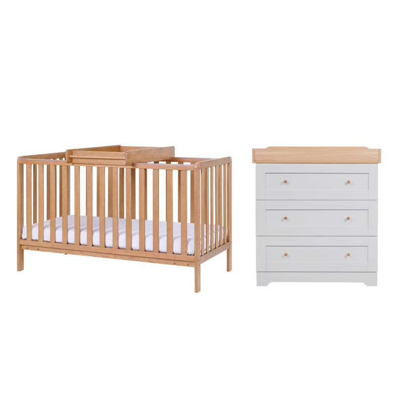 Tutti Bambini Malmo 2-Piece Nursery Furniture Room Set, Oak/Dove Grey/Oak