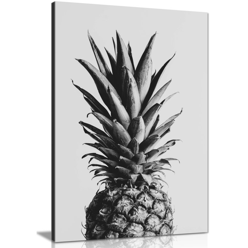 Panther Print Fine Art Prints Black & White Pineapple Close Up Artistic Framed Canvas Prints, Pictures For Home Walls, Bedroom, Living Room & Bathroom Decor - Wrapped Canvas Art Prints