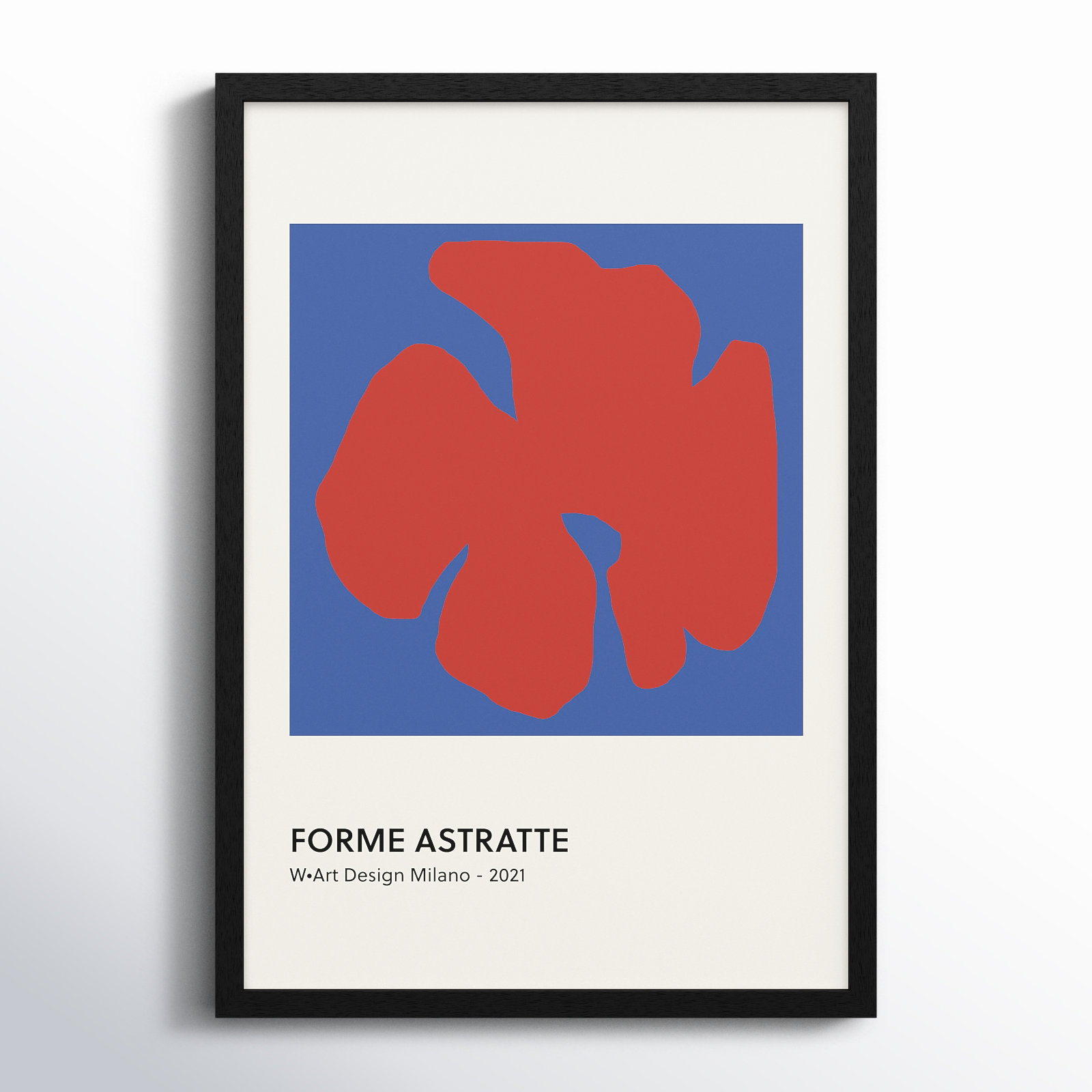 Despina Forme Astratte Blue & Red by Romina Gadler, Black Framed Paper, 50" H x 35" W x 1.25" D