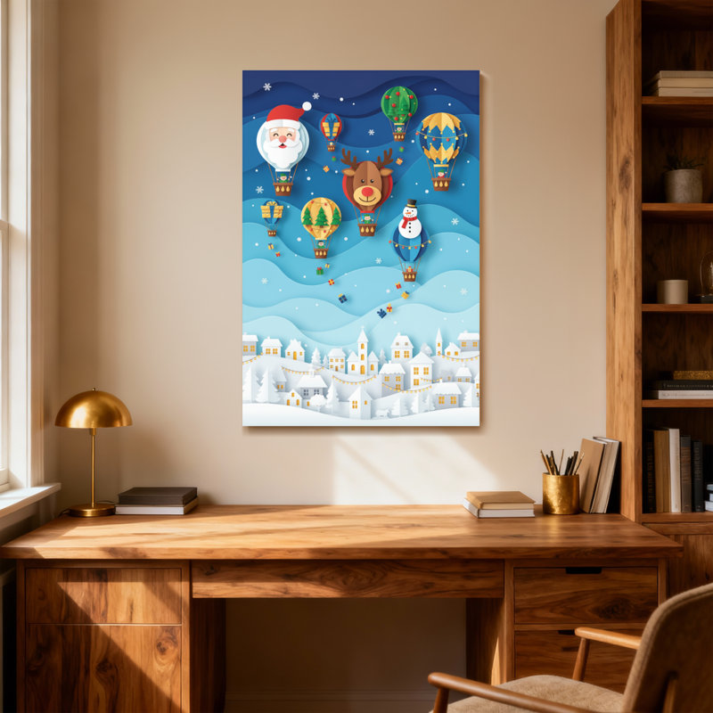 Personnages de Noël en montgolfière, H 18 po x l 12 po