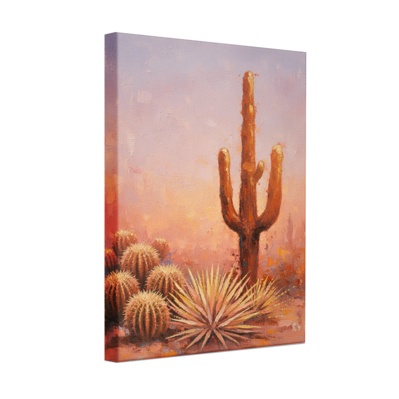 Plantes et fleurs, paysage désertique avec cactus et plantes grasses, H 36 po x l 24 po