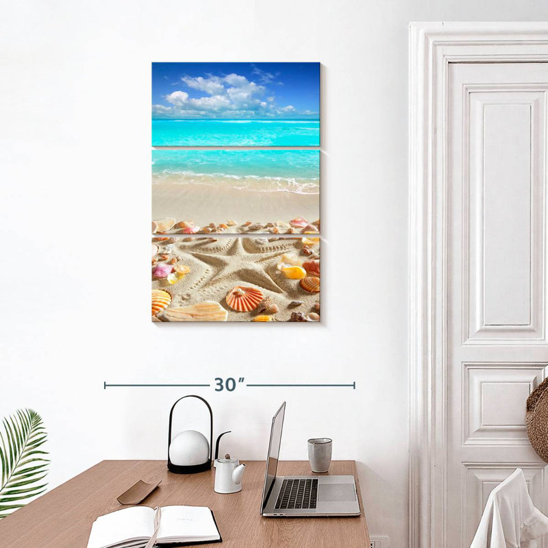 Gillard, paradis tropical, coquillages, H 32 po x l 20 po