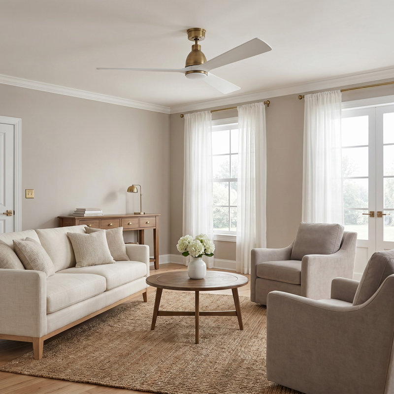 Smart LED Ceiling Fan, Brushed Silver