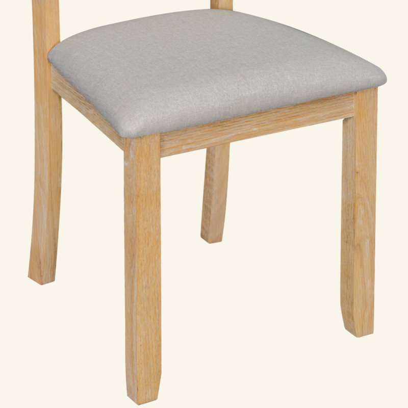 Ensemble de table de salle à manger 6 pièces en bois d'hévéa avec placage en bois massif et coussin moelleux, Natural