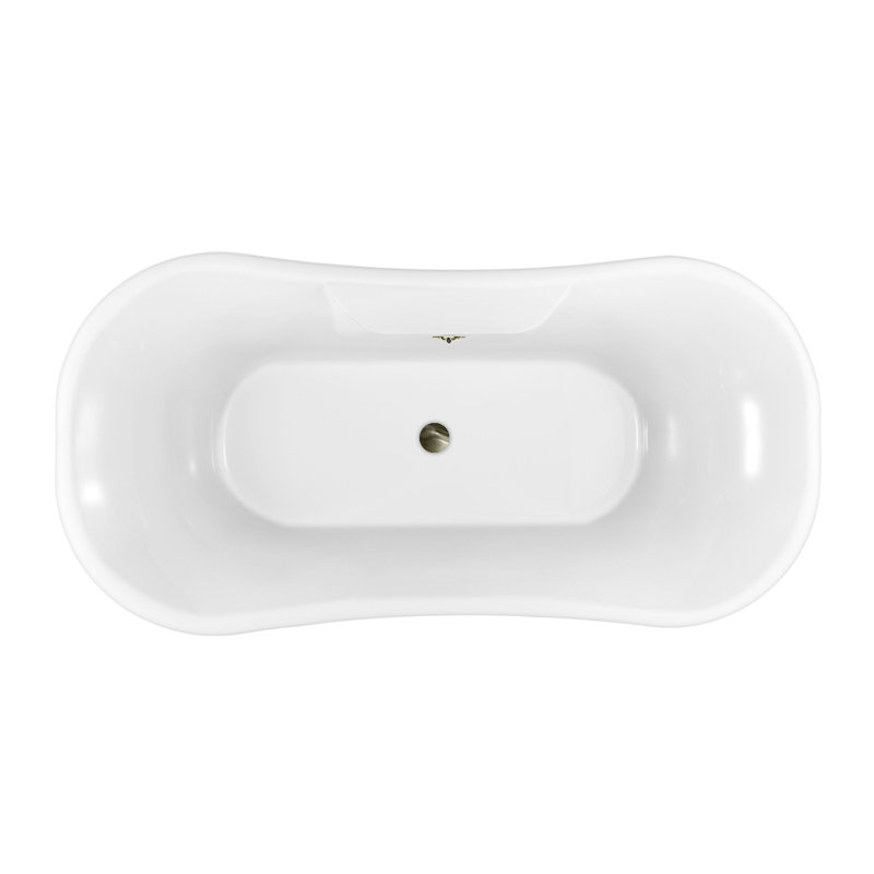 68" Streamline Clawfoot Soaking Acrylic Bathtub, Brushed Nickel, Brushed Nickel