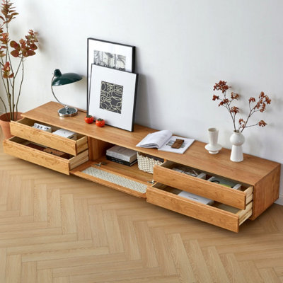 Meuble télé moderne en bois massif de couleur cerisier