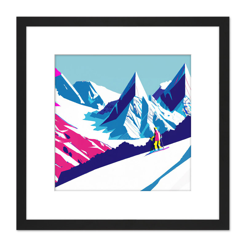 Skier Ski Alps Mountain Landscape Vibrant - Single Picture Frame Print