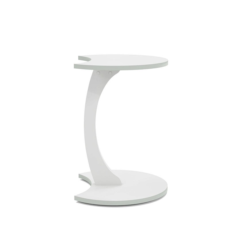 InterGo Modern C-shaped Side Table  For Living Room, Wheeled C Coffee Table, Sofa Table, Side Table, Nesting Table, Serving Table (White)