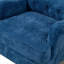Fauteuil d'appoint en chenille bleu riche pour les loisirs de lecture dans le salon avec des pieds en bois massif rétro