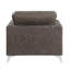 Chaise avec accoudoirs moderne et contemporaine de 37 pi en microfibre polie Edwinn, pieds en métal avec finition argent-2084561699