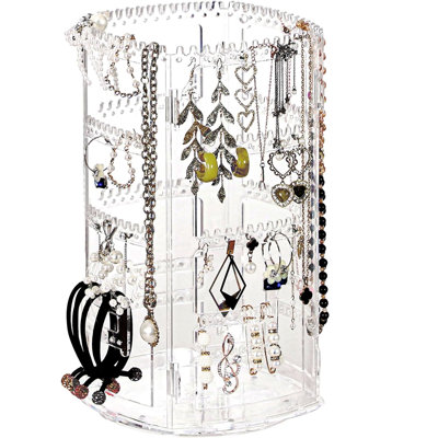 Acrylic 360 Rotating Earring Organizer Jewelry Displays Earinging Necklace Bracelet Carousel Tree