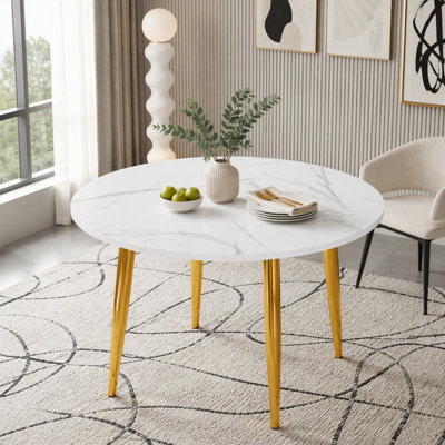 Round Extendable Dining Table with Metal Legs