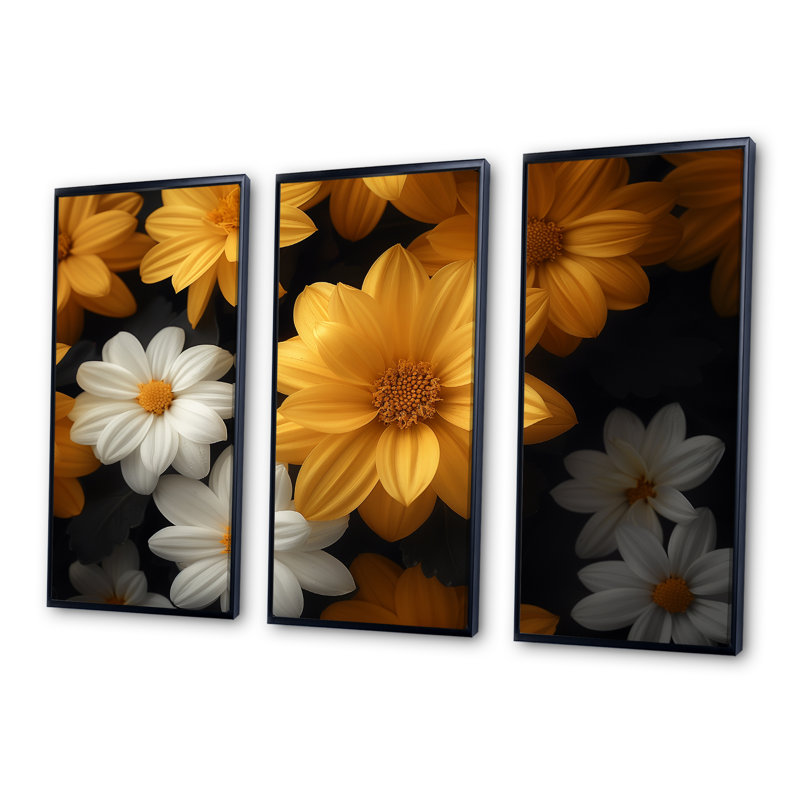 Ensemble de décorations murales jaune et blanc parfumées Fusion Mums I - Mums, H 28 po x l 36 po x P 1 po