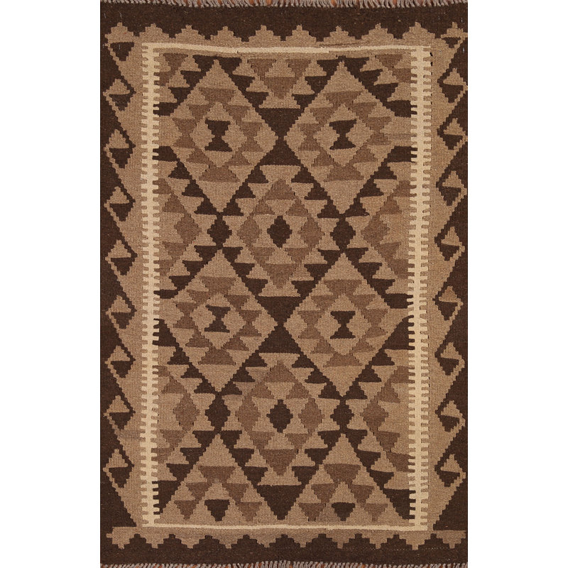 Brown Wool Kilim Oriental Area Rug 3x5