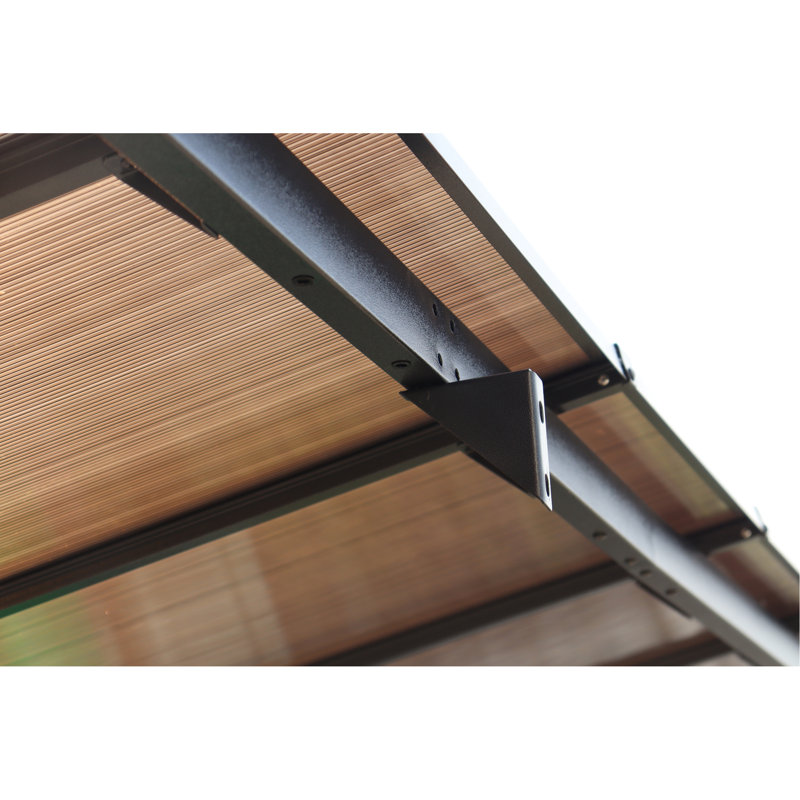 10' X 12' Outdoor Pergola Gazebo With Roof, Metal Awning For Patio, Decks, Backyard - & Gazebo, Heavy-Duty, Brown