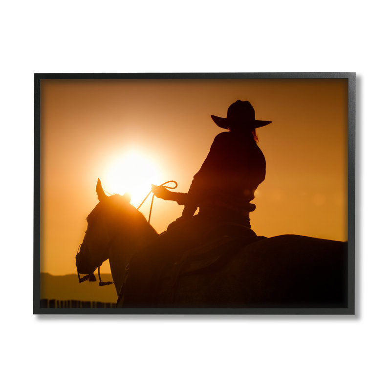 «Stupell Industries Cowboy at Sunset Silhouette», art mural sur toile par Lisa Dearing, H 16 po x l 20 po x P 1,5 po