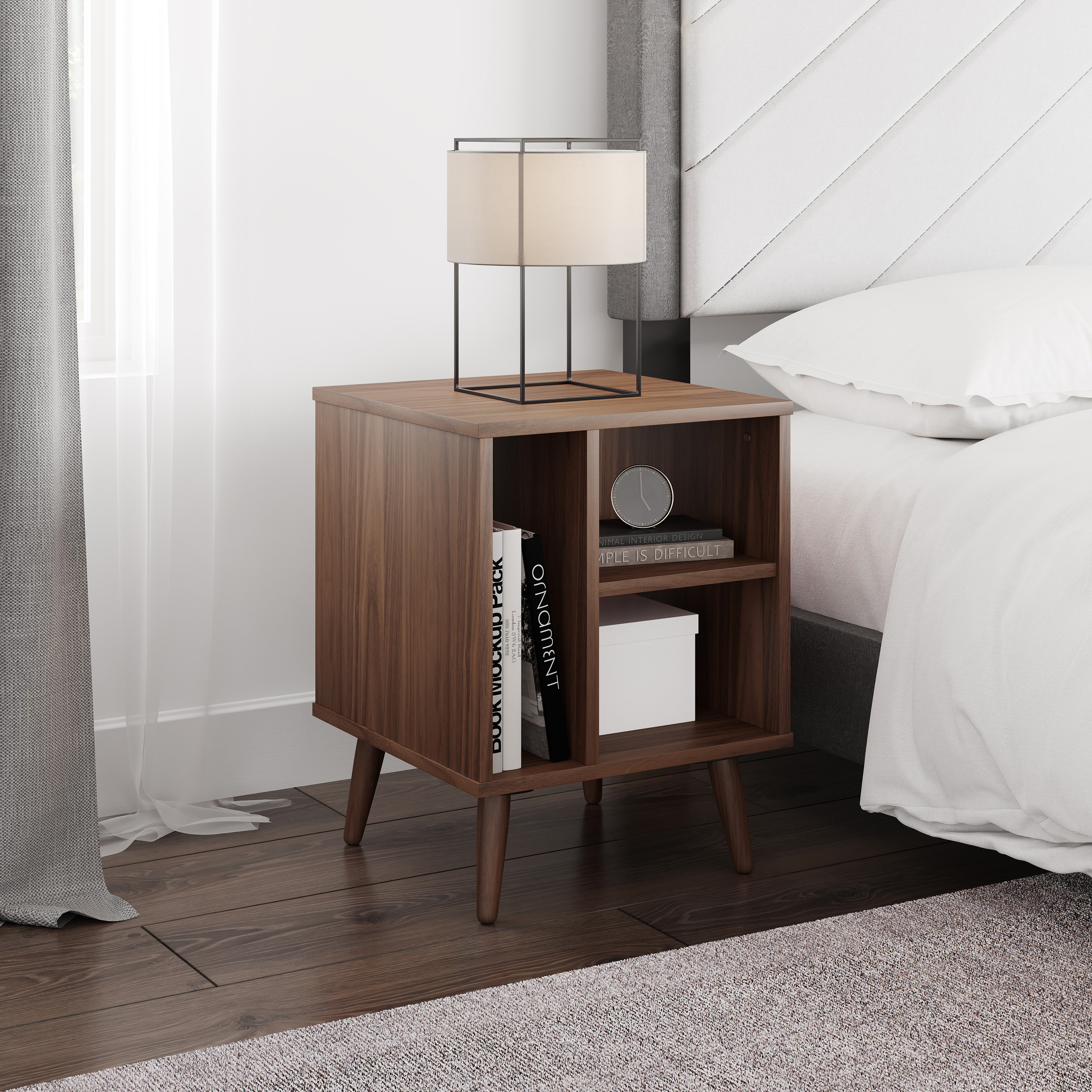 Curated visual reference: Corrigan Studio Warwick Geometric Open Bedside Nightstand End Table Photo Inspiration