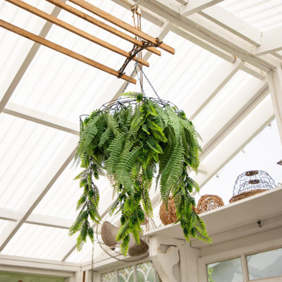 39in. UV Resistant Artificial Mixed Ferns Plant in Hanging Ring (Indoor/Outdoor)