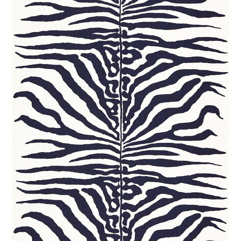 Tissu zébré Jardin, Bleu marine