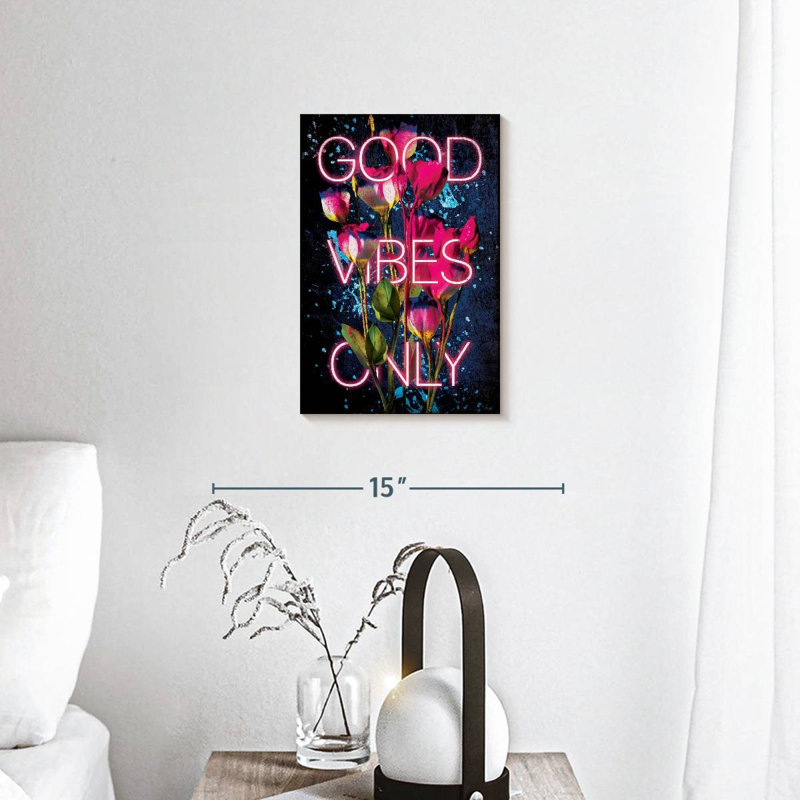 " Good Vibes Only Typography " Print, 12" H x 8" W x 1" D