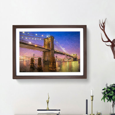 Brooklyn Bridge at Night in Abstract - Picture Frame Graphic Art Print
