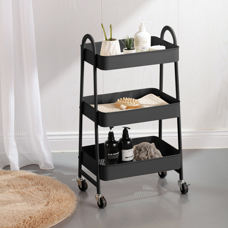 Alvontae Bar Cart, Black, Black