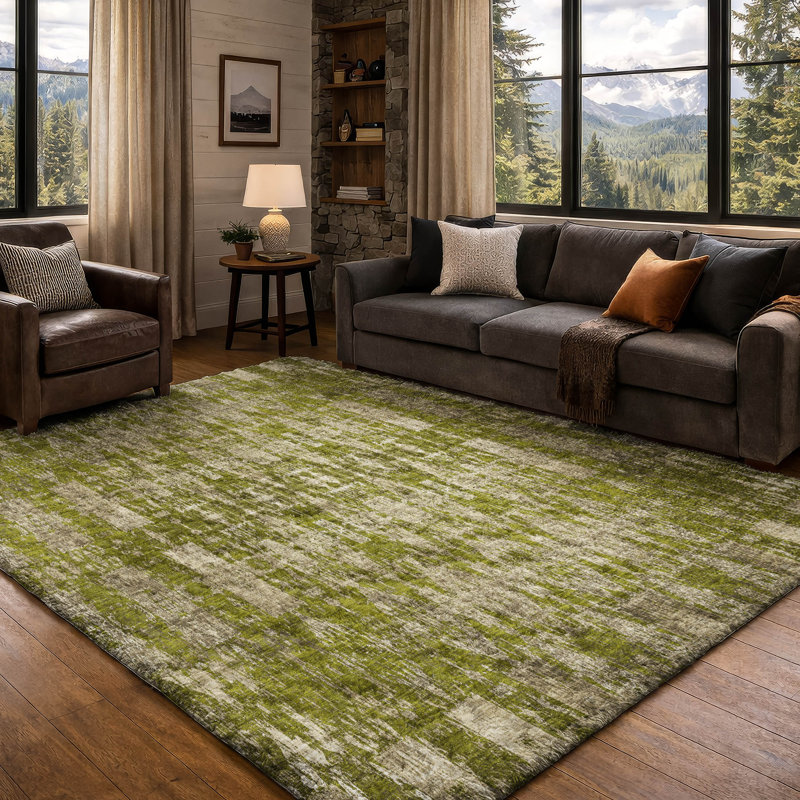 Tapis marocain de qualité supérieure lavable à la machine Dream Shag ADS580, Olive, 5' x 7'6"