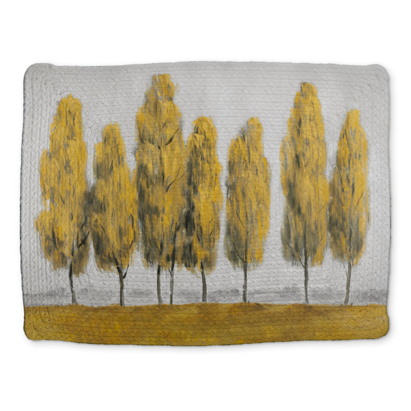 Napperon abstrait arbres jaunes - Décoration de chambre à coucher contemporaine