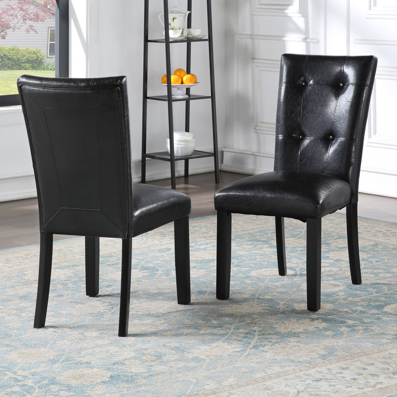Annakate 18'' H Tufted Faux Leather Upholstered Cherry Side Chair