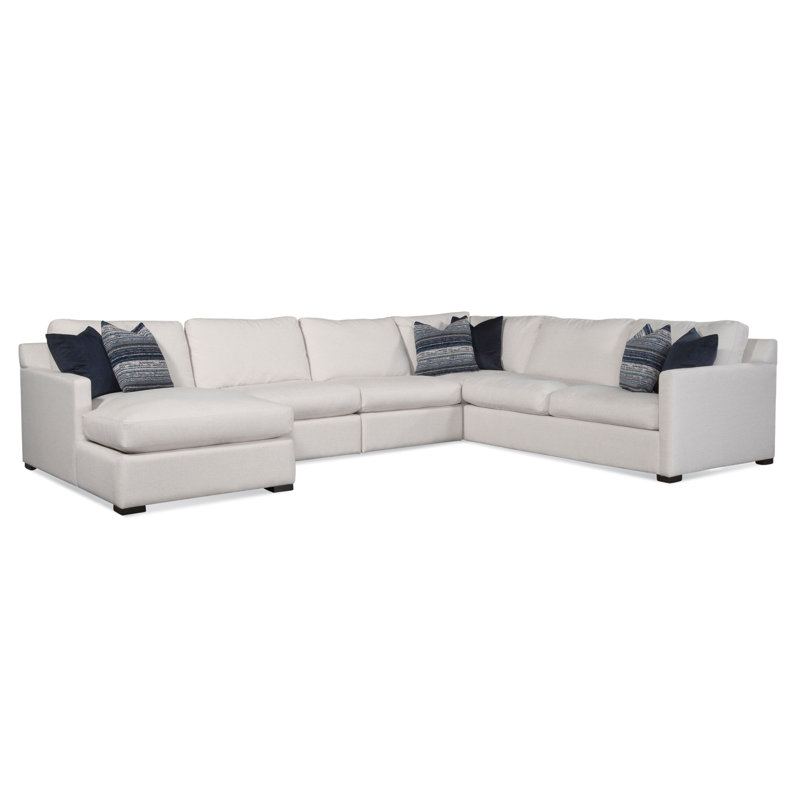 Bel-Air U-Sectional, Right Hand Facing, White Performance Fabric; 0851-94, Java Finish