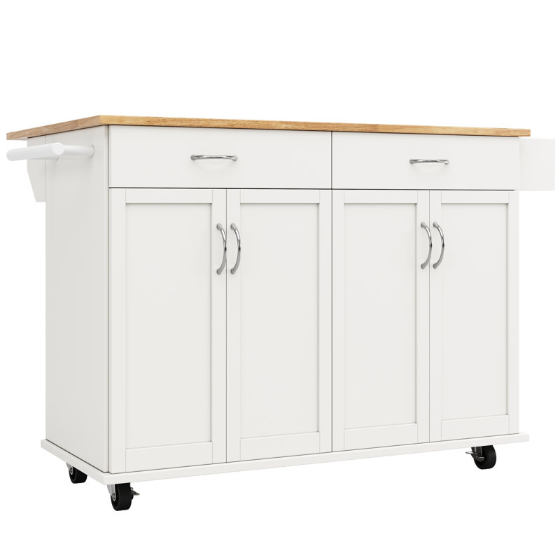Ruhma Wood Kitchen Island, White