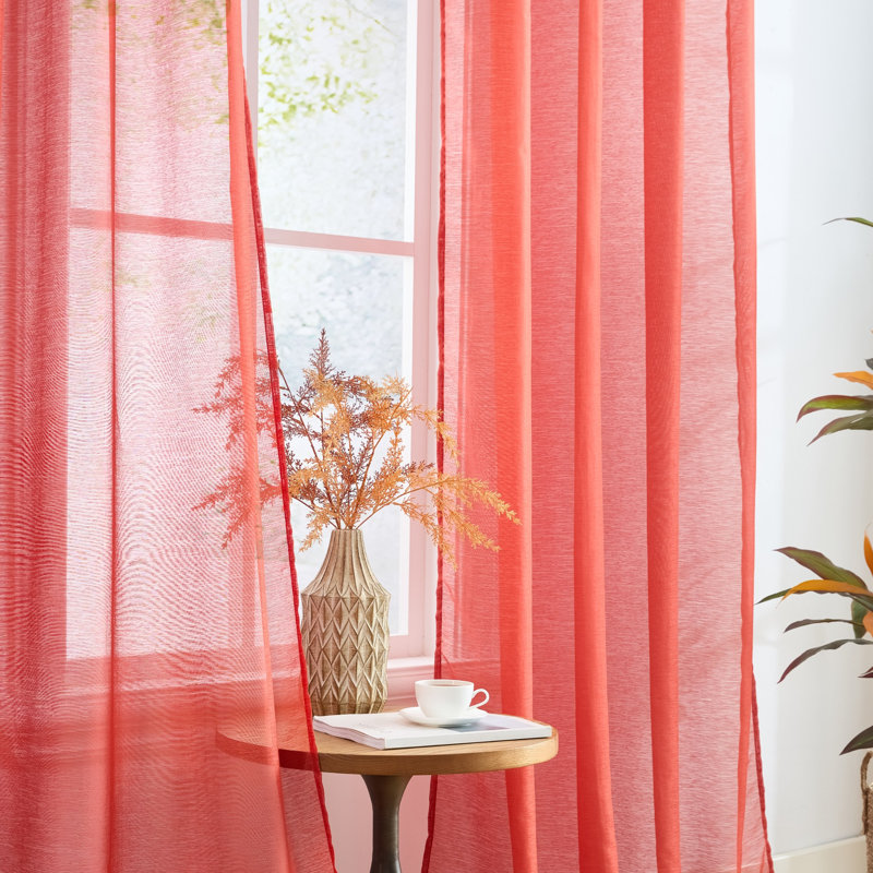 Paire de rideaux semi-transparents avec œillets Carmille, Terracotta, L 54 po x L 95 po