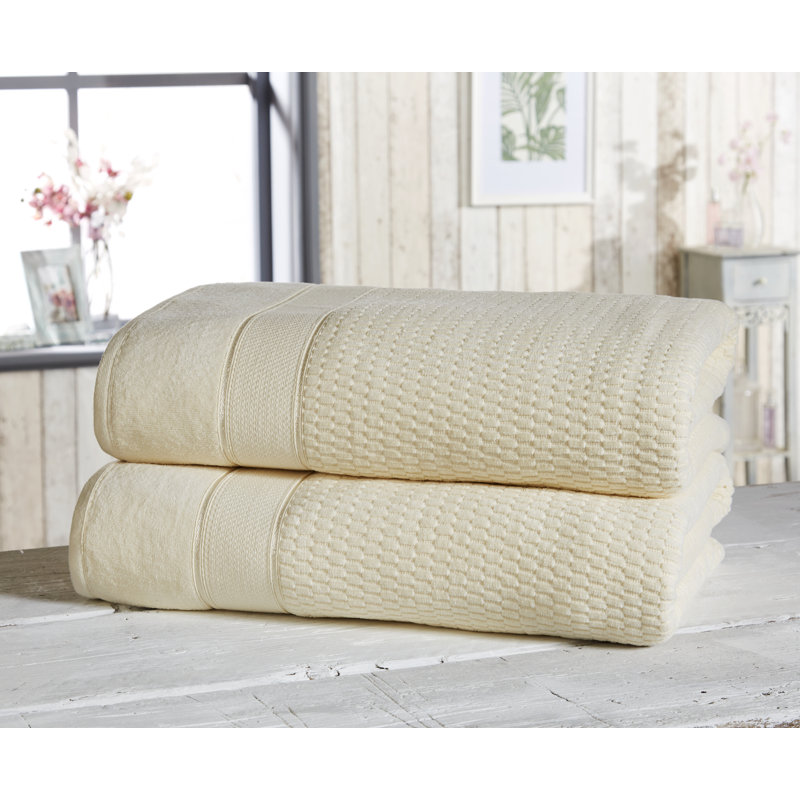 Asare 100% Cotton Midweight Waffle Bath Sheet, Cream