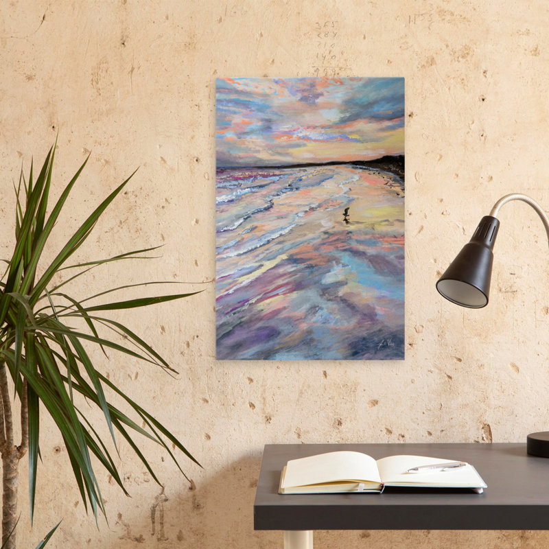 Sunset Strip Coastal Black Blue Grey Beach Bird, 24" H x 16" W