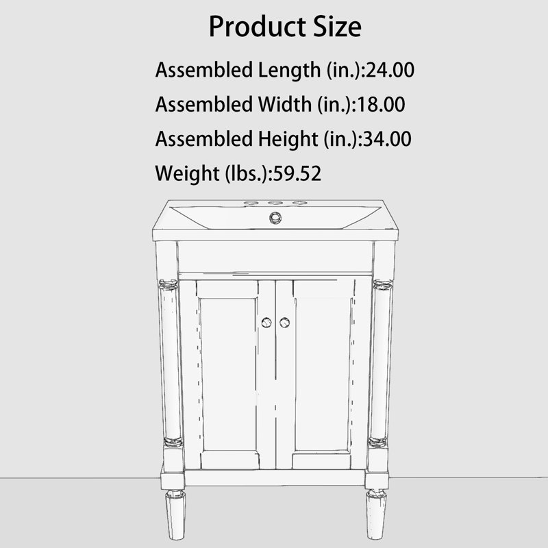 Ensemble de meuble-lavabo simple 24 po avec plateau en résine Shamelle, Vert