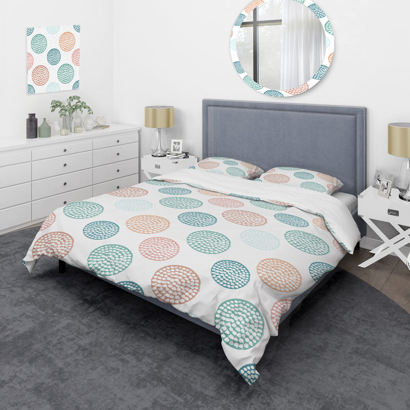 Motif de cercle vert - ensemble de housse de couette abstrait - polyester microfibre