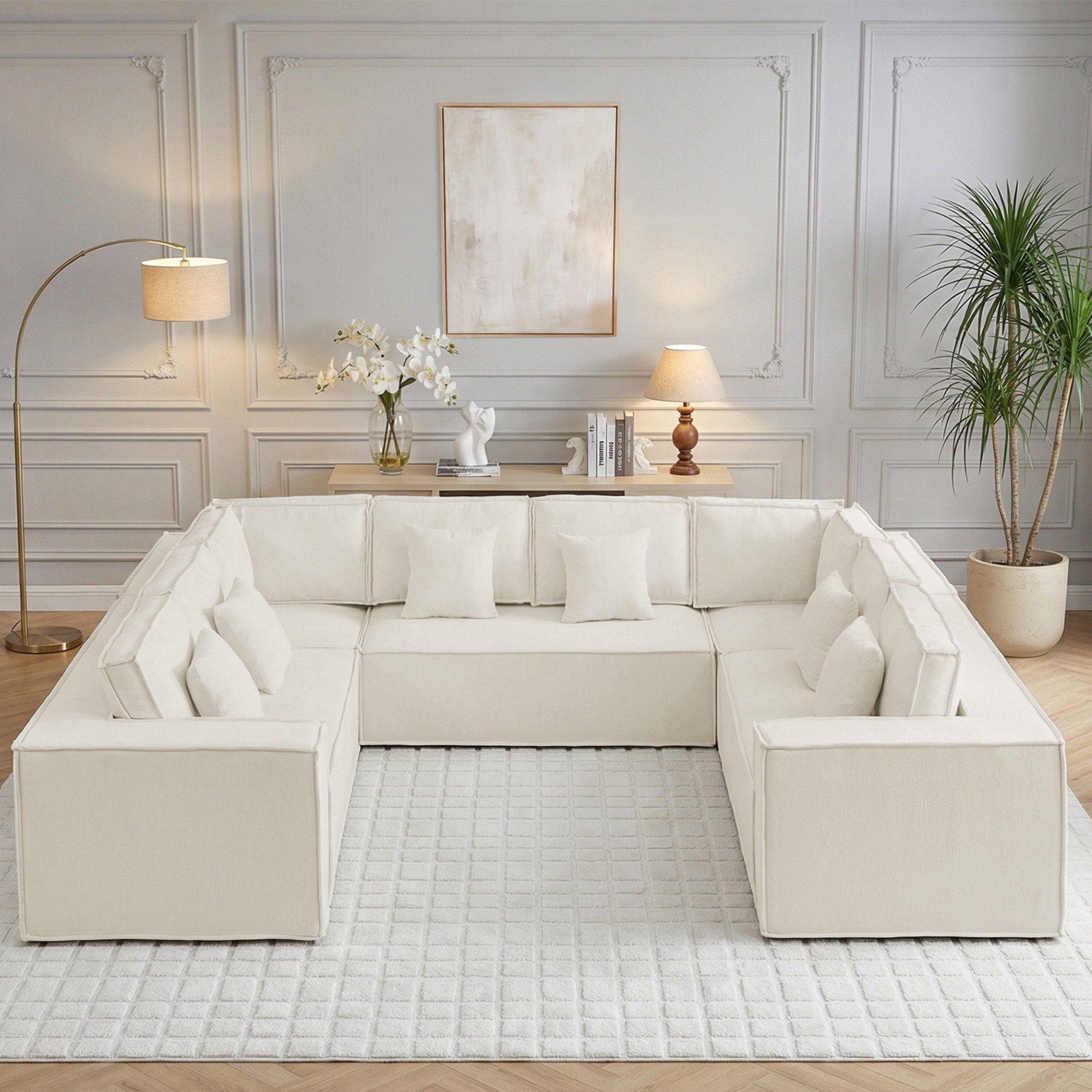 Latitude Run® 138'' Boneless Chenille U Shaped Couch, Oversized Modular ...