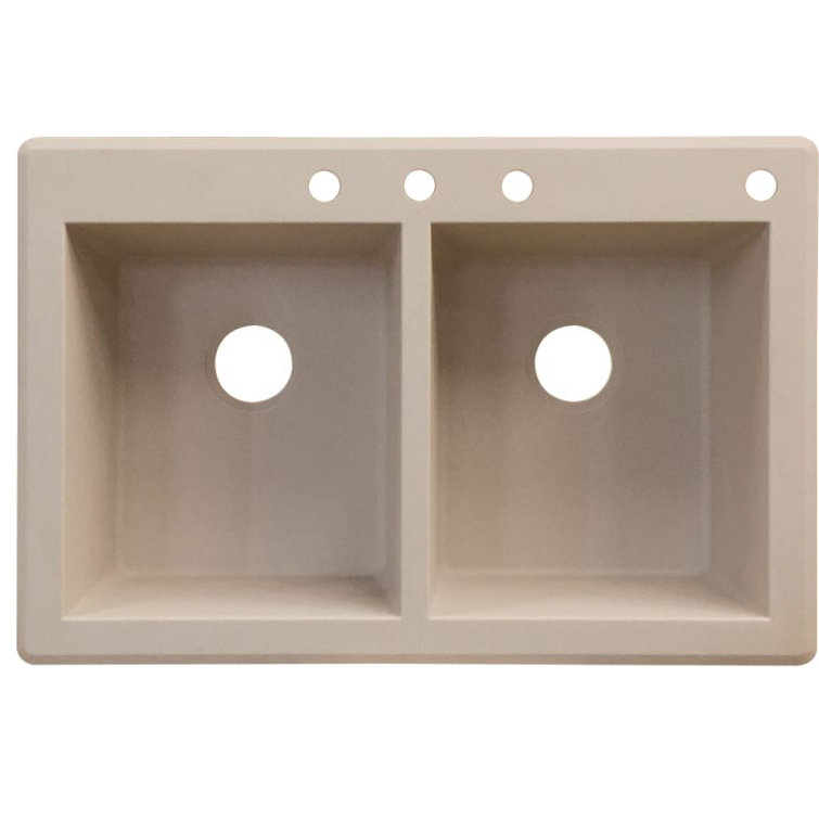 Radius 33.06'' L Drop-In Double Bowl Granite Kitchen Sink