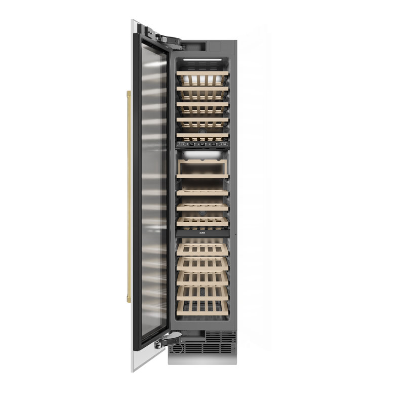 ZLINE Autograph 18 in. White Matte 68 Bottle Right Hinge Column Wine Cooler with Bronze Accents, Gold, Right Handed