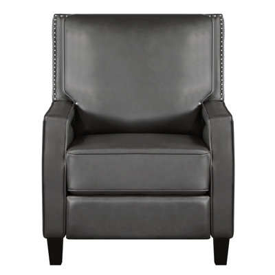 Living Room Recliner In Gray, Push-Back Mechanism, Solid Wood Frame Modern Transitional Reclining Chair Grey, Construction, Foam Cushion Seat