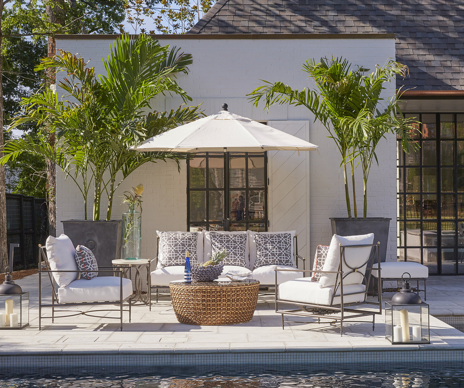 Roma Sunbrella® Patio Lounge Chair, Welt, Natural White
