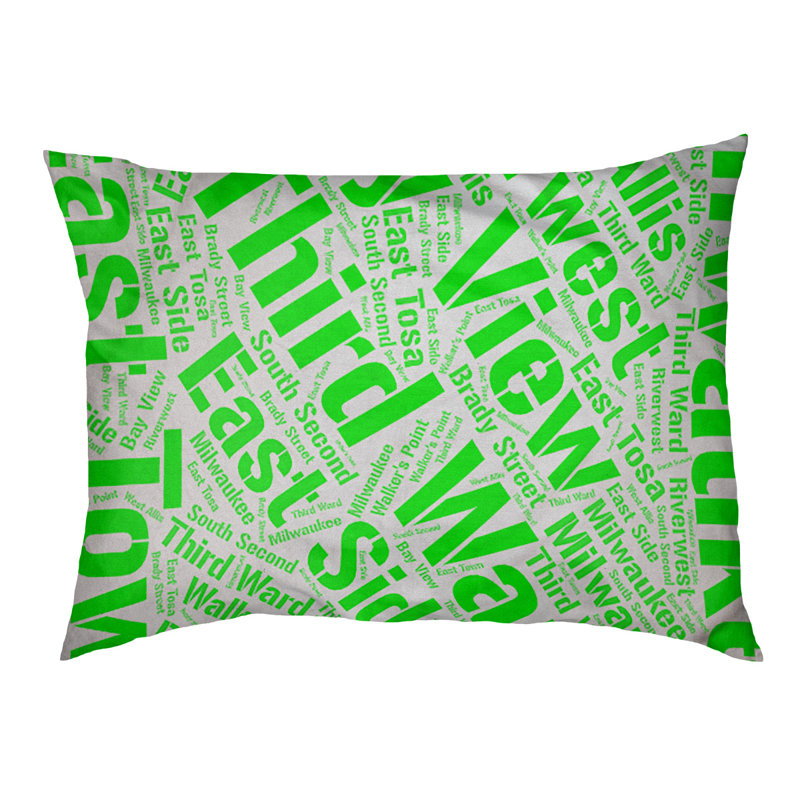 Coussin de chien « districts », Très grand (H 17 po x l 50 po x P 40 po), Vert, Milwaukee